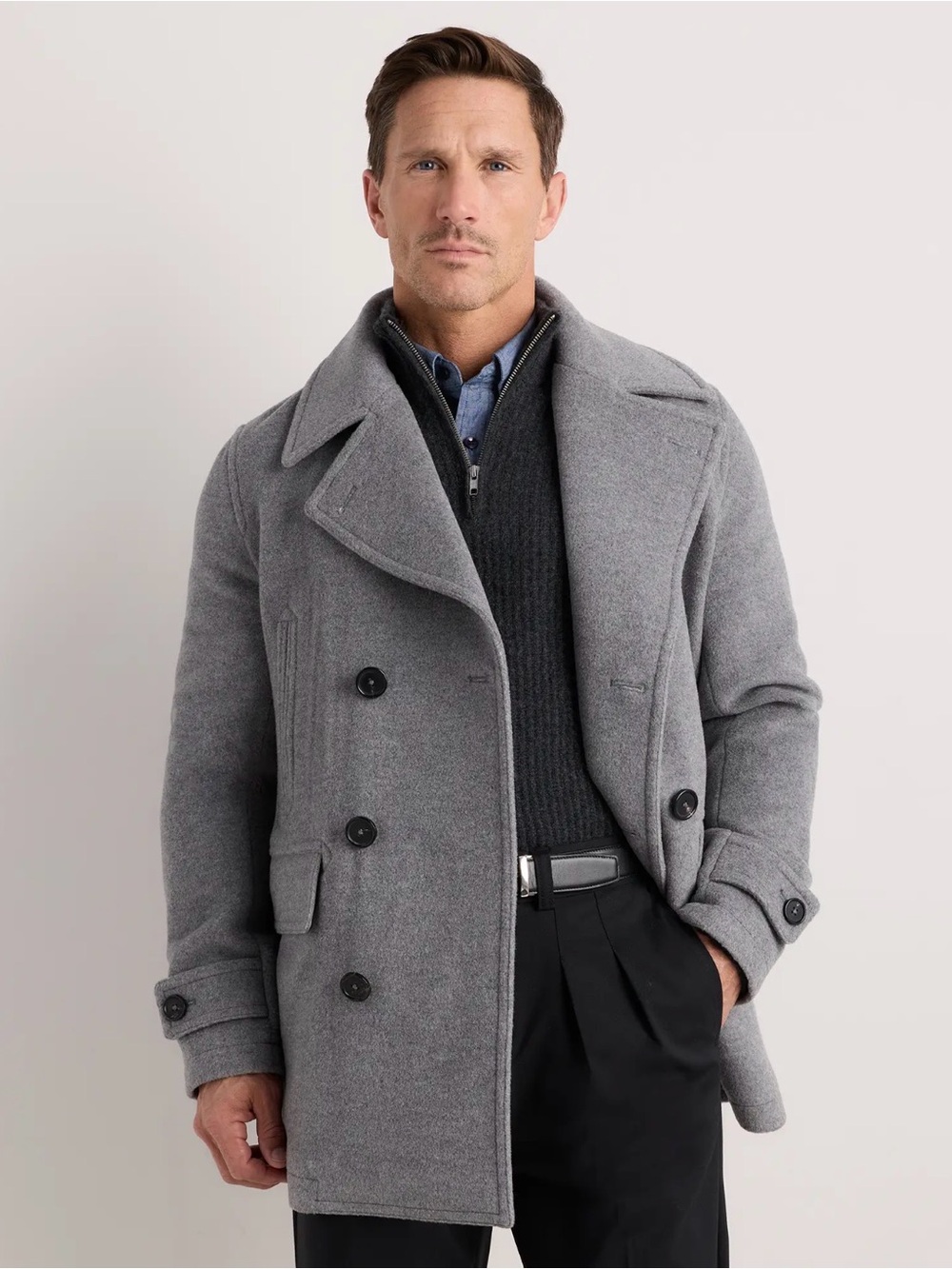 Quince Wool and Cashmere Peacoat in Grey Size X-Large 594